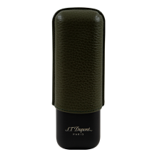 St dupont LEATHER AND METAL CIGAR CASE - KAKI & MATT BLACK - 2 CIGARE