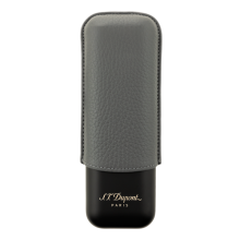 St dupont LEATHER AND METAL CIGAR CASE - MATTE GRAPHITE & BLACK - 2 CIGARE