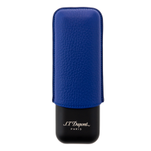 St dupont LEATHER AND METAL CIGAR CASE -  MATTE OCEAN BLUE & BLACK - 2 CIGARE