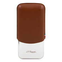 St dupont METAL BASE CIGAR CASE - BROWN- 3 CIGARE