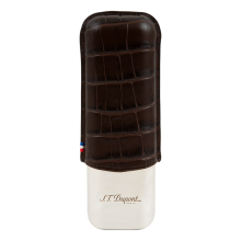 St dupont METAL BASE CIGAR CASE - CROCO BROWN - 2 CIGARE