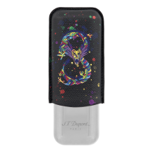 St dupont METAL BASE CIGAR CASE - DRAGON BLACK - 2 CIGARE