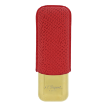 St dupont METAL BASE CIGAR CASE - DRAGON SCALE BURGUNDY & GOLD 2 Cigars