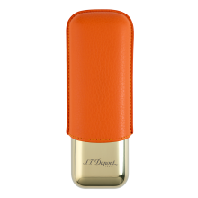St dupont METAL BASE CIGAR CASE - ORANGE GR&GOLD - 2 CIGARE